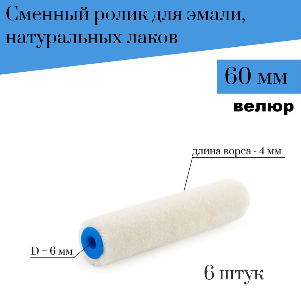 Ролик- мини Велюр 60мм 2шт